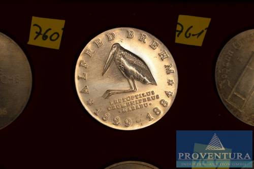 Silbermünze DDR 10 Mark Alfred Brehm 1984
